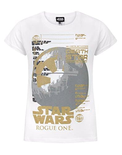 Image of Star Wars Rogue One Metallic Death Star White Girl's T-Shirt