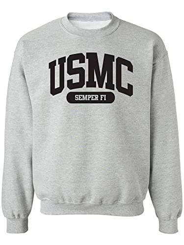 Image of zerogravitee USMC Semper Fi Crewneck Sweatshirt in Sport Grey - Grey -