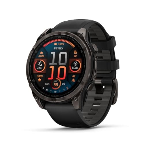 Image of Garmin fēnix® 8 – 47 mm, AMOLED, Sapphire, Premium Multisport GPS Smartwatch, Long-Lasting Battery Life, Dive-Rated, Built-in LED Flashlight, Carbon Gray DLC Titanium with Pebble Gray Band