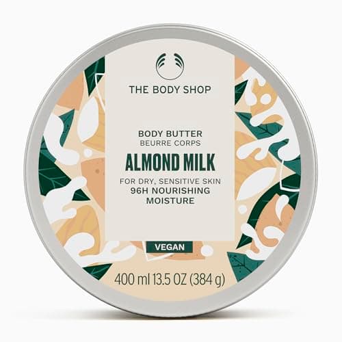 Image of The Body Shop Almond Milk Body Butter (1x 400ml), Nourishing Body Butter for Dry, Sensitive Skin, 96hr Moisture, Made with 95% Natural Ingredients, Vegan