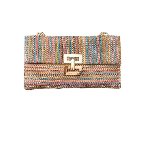 Image of YYW Summer Beach Bags for Women Straw Clutch Handbag Woven Shoulder Bag for Travel Beach and Daily Use (1-Multi-colored)