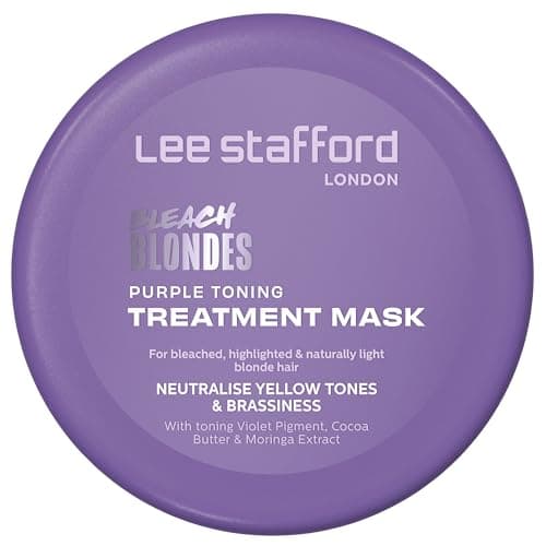 Image of Lee Stafford Purple Toning Hair Mask | Bleach Blonde Treatment Mask - Violet Conditioning Toner Cream, Hydrating, Remove Brassy & Yellow Tones, Great for Colored, Highlighted, & Grey Hair, 200ml