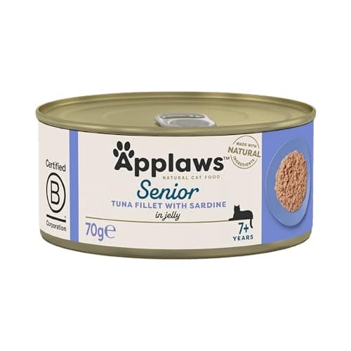 Image of Applaws Natural Senior Wet Cat Food, Tuna with Sardines in a Soft Mousse 70g Tin(Pack of 24 x 70g Tins)