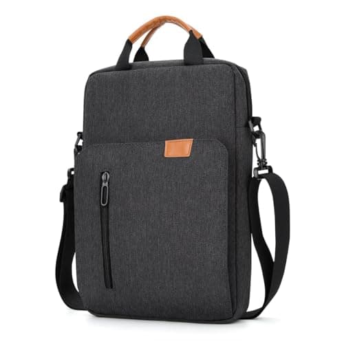 Image of jooeer 13 Inch Laptop Sleeve Case Waterproof Polyester Shoulder Bag Compatible with 13" MacBook Air Pro M3 M2 M1, Surface Pro, Deep Grey
