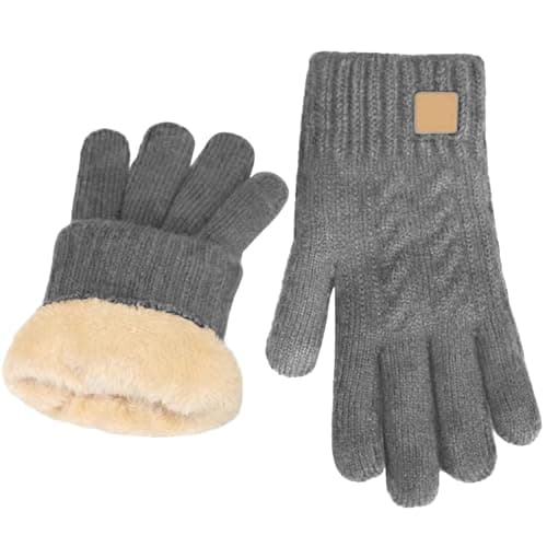 Image of MUNSKT Winter Gloves for Men and Women,Thermal Fleece Lining Touch Screen Knit Stretchy Warm Gloves with Non-Slip Grip, Ideal for Running, Skiing Stay Cozy with This Winter Essential (grey)