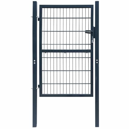 Image of vidaXL Single 2D Fence Gate - Anthracite Grey, Durable Heavy-Duty Steel Construction, Secure Lock System, Easy Installation, Rust & Corrosion Resistant - A Stylish Security Barrier for Gardens, pa...