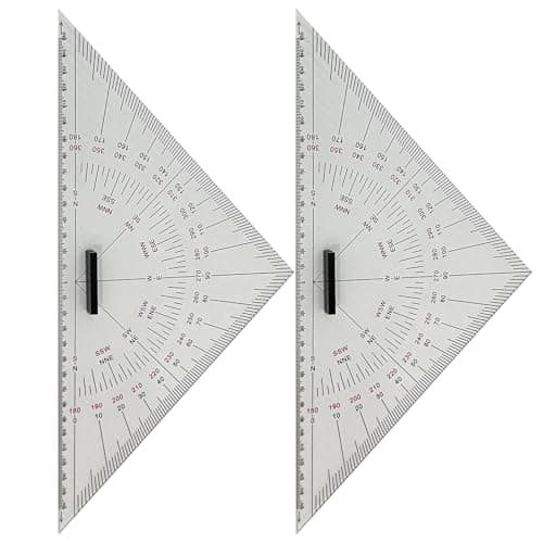 Image of Maritime Navigation Ruler - Set of 2 Nautical Chart Triangles, Acrylic Marine Navigation Chart Ruler, 300mm Drawing Triangle | Suitable for Boats, Yachts, Ships, But