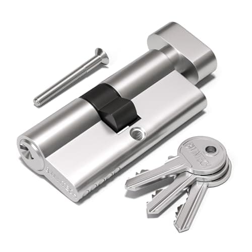 Image of Bwintech 90mm(40/50T) Nickel Euro Cylinder Lock,Door Barrel Lock,Thumbturn Knob with 3 Standard Keys,Anti-Pick,Anti-Bump,Anti Drill,High Security for UPVC,Wooden,Composite Doors