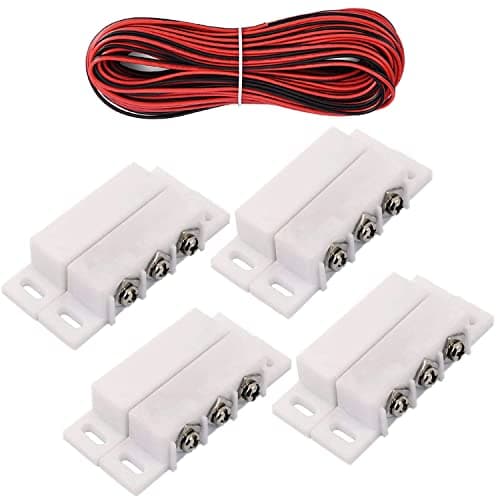 Image of RUNCCI-YUN 4X Magnetic Reed Switch - Normally Open/Closed NC/NO Door Alarm/Window Security Contact, DC 5V to 12V Light (White)