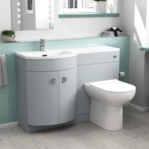 Image of Nes Home Matte Grey 1100mm Left Hand Sink Combination Vanity Unit & BTW Toilet