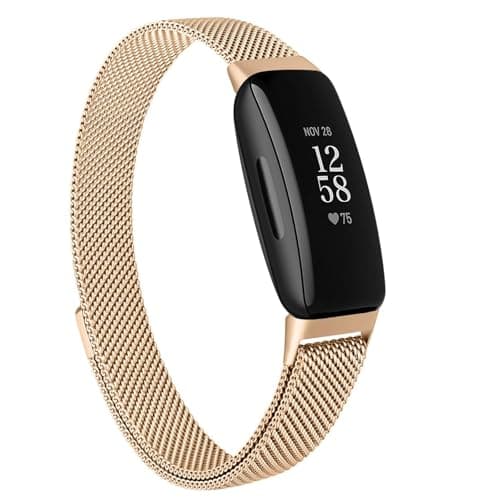 Image of Stainless Steel Metal Replacement Bands for Fitbit Inspire 2/HR/Ace 2 Fitness Tracker - Women Men (Rose Gold)
