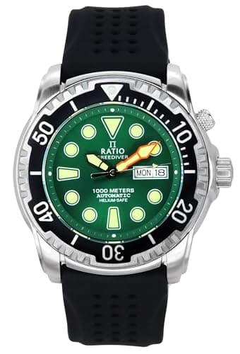 Image of RATIO FreeDiver Helium-Safe Dive Watch Sapphire Crystal Automatic Diver Watch 1000M Water Resistant Diving Watch for Men (Green)