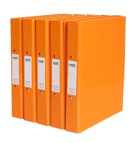 Image of Noti A4 Glossy Laminated 2-Ring Binder Binder, 40mm Spine, 25mm O-Ring Mechanism, Pack of 10, Orange