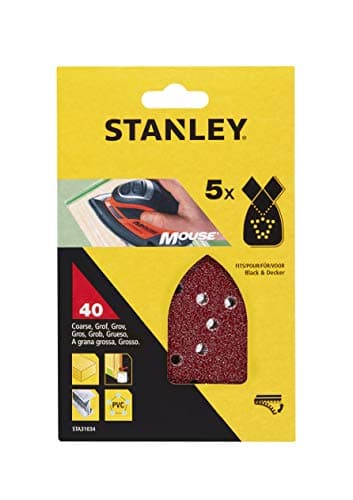 Image of STANLEY STA31034-XJ Quick Fit Sanding Sheets for Black+Decker Mouse, 40G, Pack of 5
