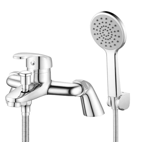 Image of Coleniny Bath Tap with Shower Head and 1.5M Hose, Modern Bath Shower Mixer Tap, Single Lever Bath Mixer Tap Shower Kit for Bathtub and Shower, Bath Filler Mixer Tap Chrome, Solid Brass, 180mm Centres