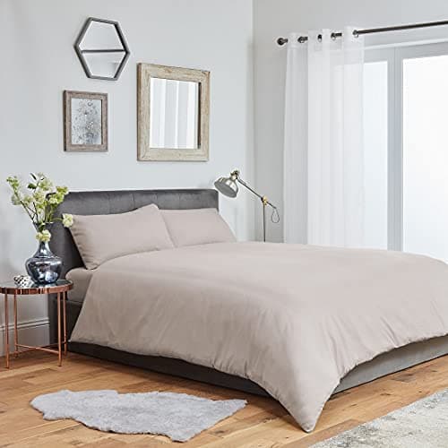 Image of John Aird Microfibre Plain Duvet Cover With Pillowcases (King, Mink Stone)