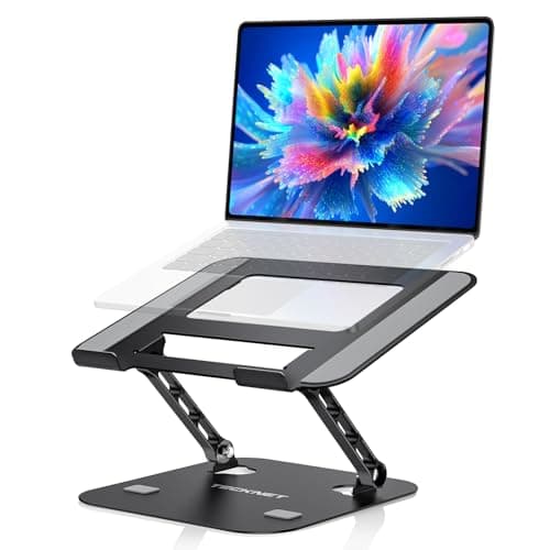 Image of TECKNET Laptop Stander, Height Adjustable Stand for Laptops, Ergonomic Foldable Laptop Holder, Compatible with All 11 to 17.3 Inch Laptops, MacBook and Tablets (Black)