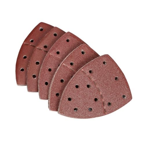 Image of 50PCS Mouse Sander Pads,Hook and Loop Sanding Sheet with 11 Holes - Sandpaper Assorted 40/60/80/120/180 Grits Sanding Pads - Compatible with Bosch Multi-Sander PSM 100A,PSM 200 AES,PSM 18