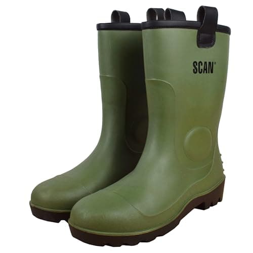 Image of Scan Unisex Fleece Lined Wellington Boot, Green, 9 UK