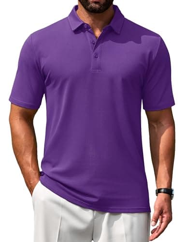 Image of TACVASEN Mens Polo Shirts Short Sleeve Golf Lightweight Top Summer Classic Collared Casual Work Cotton T Shirt Purple,XXL