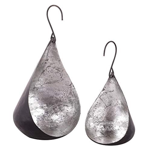 Image of Tealight Holder Set of 2 Hanging Decorative Silver Tea Light Candle Lanterns Fathers Day Anniversary Garden Gift Idea