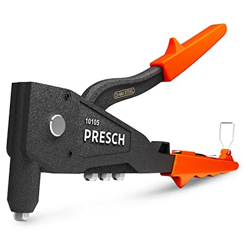 Image of Presch Rivet Gun - Robust Professional Riveter Rivet Gun - Riveting Tool with an Ergonomic Handle for Blind Rivets - Steel Ø 2.4, 3.2, 4.0 mm and Aluminium-Steel up to 4.8 mm