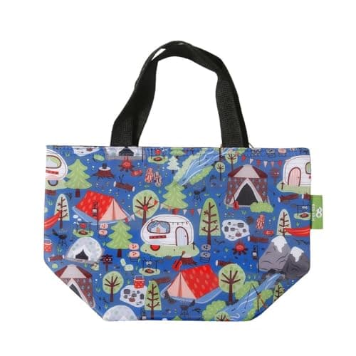 Image of Eco Chic Lightweight Foldable Insulated Lunch Bag Water Resistant Cooler Bag (Cosy Camping Blue)