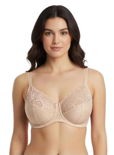Image of Ex Premium Store Marks Fuller Large Bust Underwired Non Padded White Amelia Full Cup Bra F to J Cup (UK, Cup & Band, G, 36, Nude)