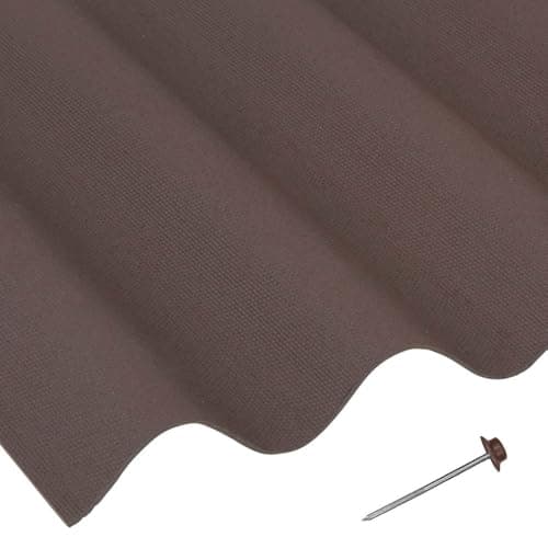 Image of Brown Corrugated Roofing Sheets - Shed Roofing Sheets 950mm x 2m x 5 Pack with 100 Fixing Nails