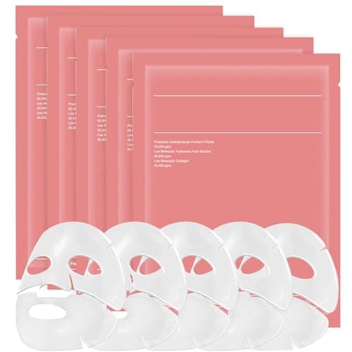 Image of Bio Collagen Face Mask, Face Masks Skincare, Hydrogel Overnight Mask Real Deep Collagen Masks for Glass Skin, Pore Minimizing, Elasticity Improvement, 5 Pcs