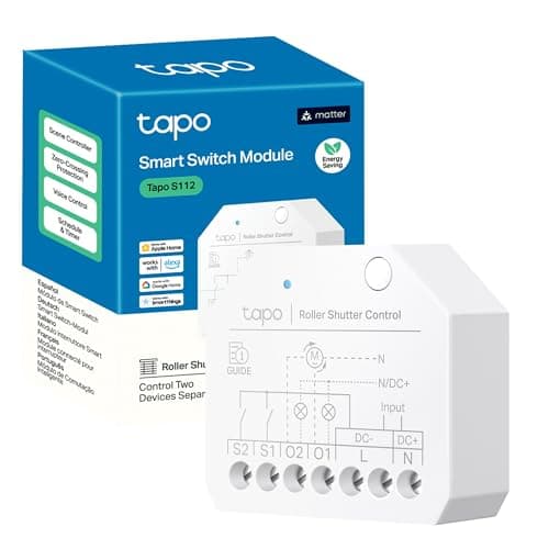 Image of Tapo S112 | 2 Channel WiFi and Bluetooth Smart Relay Switch - 6A | Shutter and Light Control with Power Consumption Measurement | Matter Compatible | Remote Control via App | No Hub Required