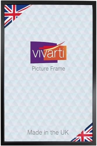 Image of Vivarti Thin Matt Black Picture Frame 61 x 91.5 cm – Wall Mounted Styrene Glazing for Posters, Certificates, Artwork, Photos – Portrait or Landscape Hanging