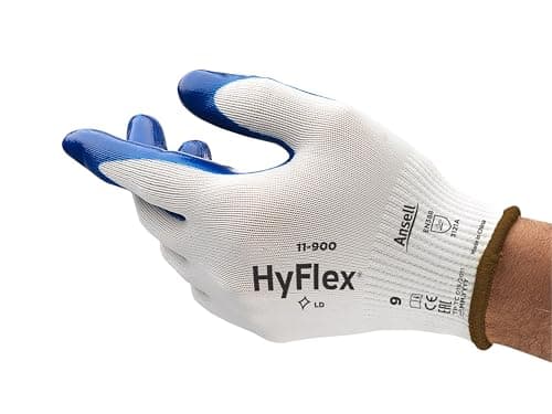 Image of Ansell HyFlex 11-900 Work Gloves for Oily Environments, Mechanics Glove for Multi-Purpose, Second Skin Feel Liner, Mechanical Protection, Reusable, Men Women, Size L (12 Pairs)