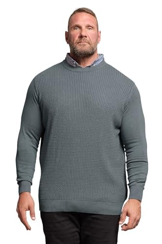 Image of BadRhino Big & Tall Storm Blue Cable Knit Mock Shirt Jumper - Men's - Plus Size Curve