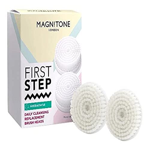 Image of Magnitone London First Step Antibacterial Daily Cleansing Replacement Brush Heads Compatible with First Step Compact Cleansing Brush, Pack of 2