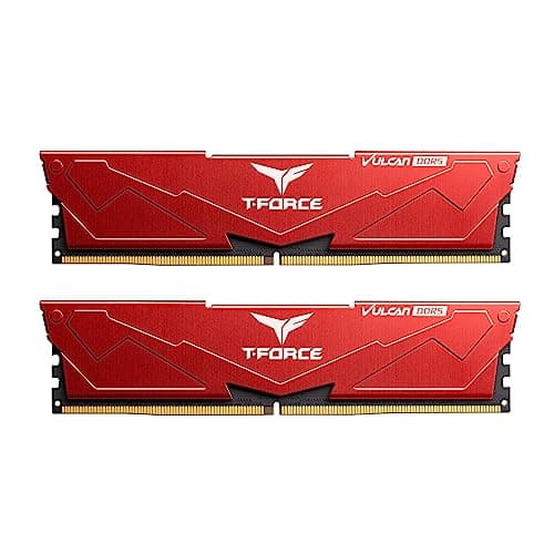 Image of TEAMGROUP T-Force Vulcan DDR5 32GB (2x16GB) 6400MHz (PC5-51200) CL32 Desktop Memory Module Ram for 600 700 Series Chipset XMP 3.0 Red FLRD532G6400HC32ADC01