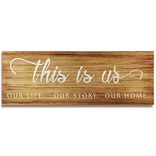 Image of Jetec This Is Us Wall Sign Wooden Family Wall Plaques Inspiration Sign Farmhouse Entryway Rustic Plaques Art with Quotes for Living Room Bedroom Christmas Decorations(Brown)