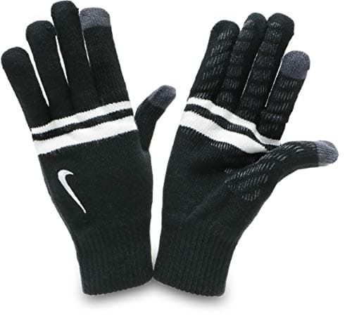 Image of NIKE Mens Tech Touch Screen Grip Stripe gloves Black/White/Size Small/Medium