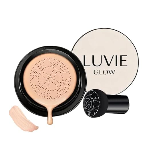 Image of 2026 New Luvie Glow Foundation Cushion, Mushroom Head Air Cushion CC Cream, Luvie Glow Makeup - Moisturizing Concealer Brighten Long-Lasting, Natural BB Cream for All Skin Types (Warm)