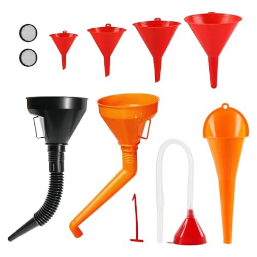 Image of 11Pcs Universal Fuel Funnel Set,Right Angle Flexible Engine funnel with Filter & Detachable Spout,Oil funnel for car,Motorcycle Long Mouth Funnel