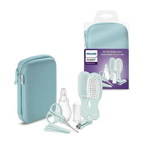 Image of Philips Avent Baby Care Set - Essential Baby Care Set with 9 Accessories, Nail Clipper, Scissors, 3 Emery Boards, Bomb, Hairbrush, Nasal Aspirator and Finger Toothbrush (Model SCH401/00)