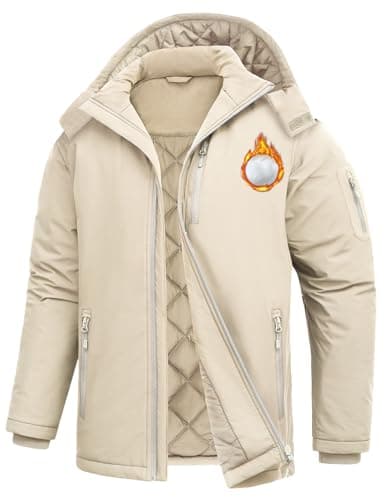 Image of Voqeen Mens Jackets Winter Water Repellent Softshell Hooded Coat Lightweight Insulated Padded Jacket for Outdoor Mountain Hiking Fishing
