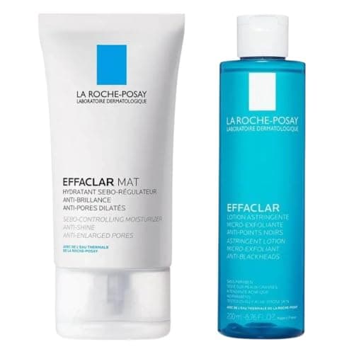 Image of La Roche-Posay Effaclar Mat Moisturiser & Astringent Micro-Exfoliant Lotion Duo – Anti-Shine & Pore-Refining Care – 40ml + 200ml