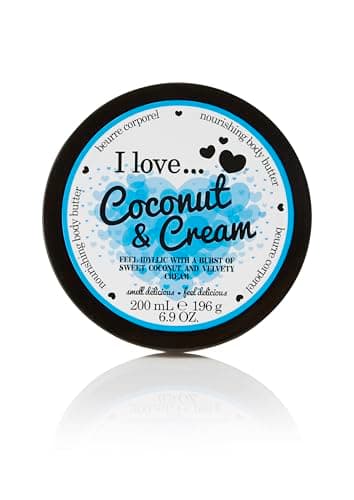 Image of I Love Coconut & Cream Body Butter 87% Naturally Derived Ingredients – With Shea Butter & Coconut Oil – Nourishing, Moisturising Skincare for Soft, Hydrated Skin – Vegan-Friendly 200ml