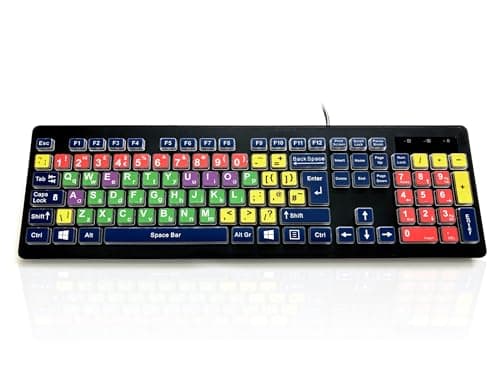 Image of Accuratus Rainbow 2 Mix - USB Mixed Colour Childrens SEN Keyboard with Extra Large Font & Mixed Colour Keys (UK Layout)