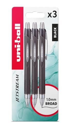 Image of uni-ball SXN-210 RT Jetstream Black Rollerball Pens - Extremely Smooth Writing, Drawing, Art, Colouring, Note Taking, Journaling. Ink Dries Instantly. Does Not Smudge. Retractable Ballpoint - 3 Pack