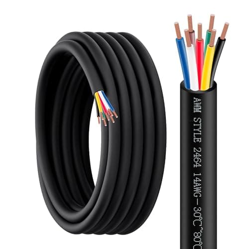 Image of Lesnlok 7 Wire Cable 14 Gauge 16 FT Heavy Duty Pure Copper 14/7 Wire Trailer 14 Gauge 7 Conductor Wiring Extension Cable Insulated for Rv Trailer and Automotiv (14AWG-7C, 16FT)