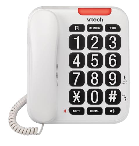 Image of Vtech SA3100 Corded Senior Phone for Elderly with High-Contrast Large Buttons,Multilingual Talking Digits,Visual Ringer,Speed Dial,Speakerphone,No AC Power,Earpiece and Speakerphone Volume Control