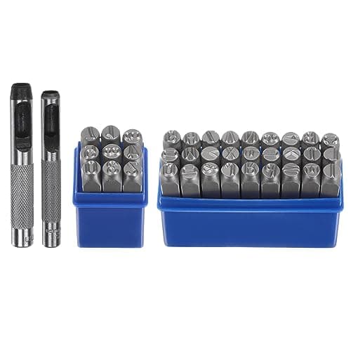 Image of sourcing map 36pcs Metal Stamping Kit 5/16" (8mm) (A-Z, 0-8, "&" Symbol) Steel Letter Punch Press Tool with Hole Punch to Stamp on Metal, Plastic, Wood, Leather, Silver