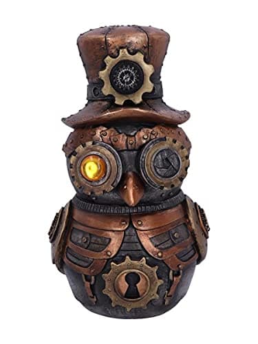Image of Nemesis Now Hootle 22.7cm Steampunk Owl with Top Hat Figurine, Bronze D5413T1